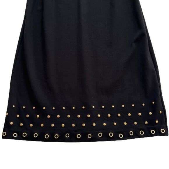 Roz & Ali Black Grommet Rivet Detail Short Sleeve Shift LBD Dress Woman Size 14 - Picture 9 of 12